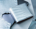 Bespoke Bifold Wallet in Metallic Silver Alligator