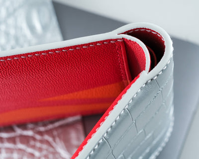 Bespoke Bifold Wallet in Metallic Silver Alligator