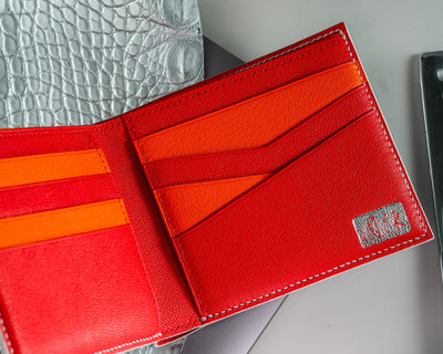 Bespoke Bifold Wallet in Metallic Silver Alligator