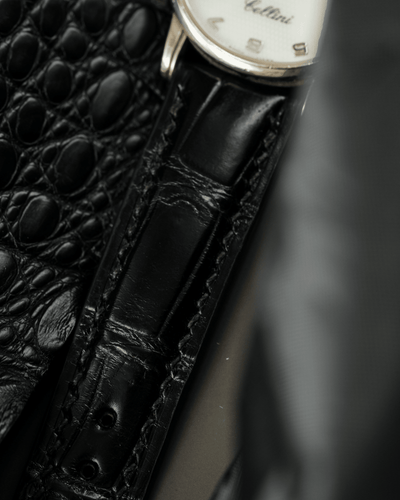 Bespoke Watch Strap in Black Crocodile