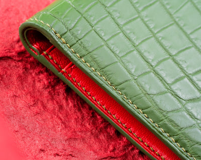 Bespoke Bifold Wallet in Pine Green Crocodile