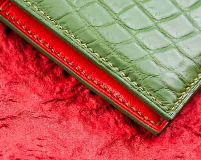 Bespoke Bifold Wallet in Pine Green Crocodile