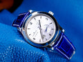 Bespoke Watch Strap In Electric Blue Crocodile
