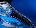 Bespoke Watch Strap In Electric Blue Crocodile