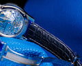 Bespoke Watch Strap In Electric Blue Crocodile