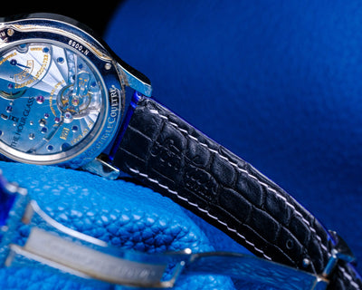Bespoke Watch Strap In Electric Blue Crocodile