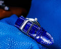 Bespoke Watch Strap In Electric Blue Crocodile