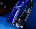 Bespoke Watch Strap In Electric Blue Crocodile