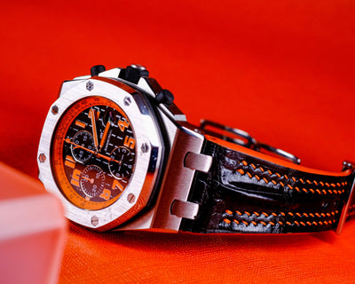 Bespoke Watch Strap in Black Crocodile