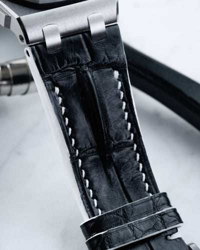 Bespoke Watch Strap in Black Crocodile