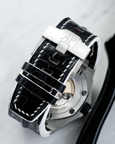 Bespoke Watch Strap in Black Crocodile