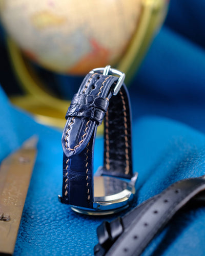 Bespoke Watch Strap in Navy Blue Crocodile