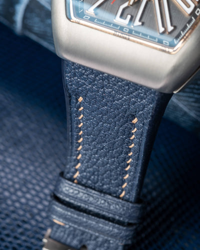 Bespoke Watch Strap in Navy Chevre