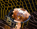 Bespoke Watch Strap in Gold Black Alligator