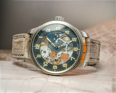 Bespoke Watch Strap in Grey Himalayan Crocodile