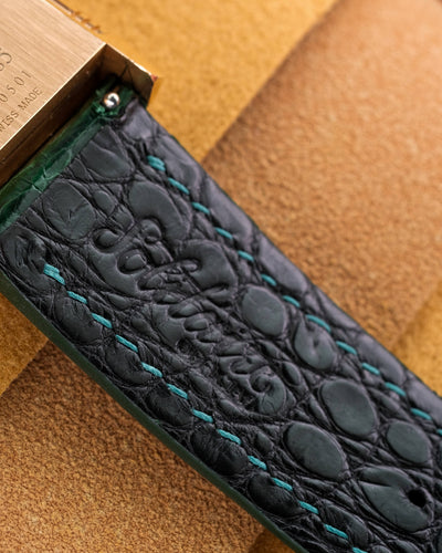 Bespoke Watch Strap in Hunter Green Crocodile