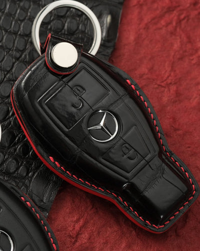 Bespoke Key Fob Covers in Black Nappa & Crocodile