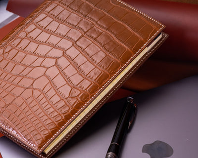 Bespoke Notebook Cover in Chestnut Brown Alligator