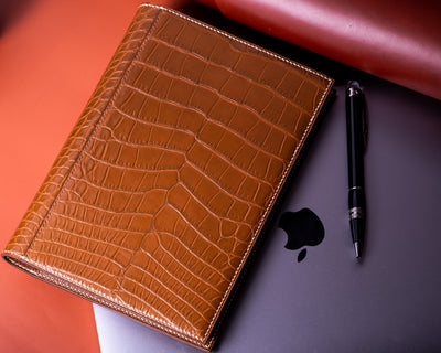 Bespoke Notebook Cover in Chestnut Brown Alligator