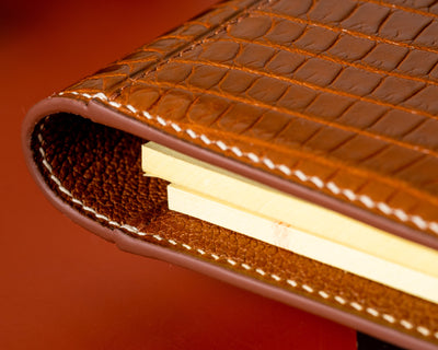 Bespoke Notebook Cover in Chestnut Brown Alligator