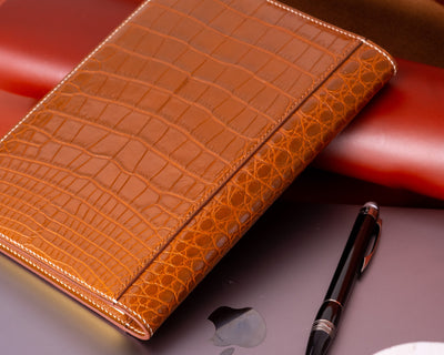 Bespoke Notebook Cover in Chestnut Brown Alligator