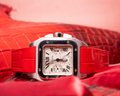 Bespoke Watch Strap in Ferrari Red Crocodile