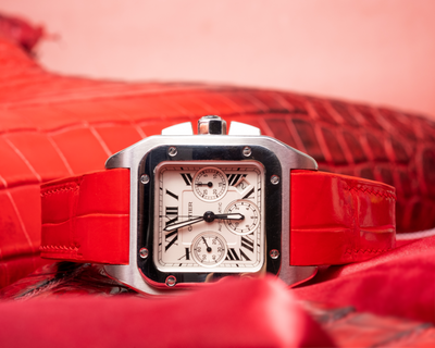 Bespoke Watch Strap in Ferrari Red Crocodile