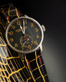 Bespoke Watch Strap in Gold Black Alligator