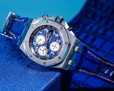 Bespoke Watch Strap in Electric Blue Crocodile