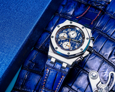 Bespoke Watch Strap in Electric Blue Crocodile