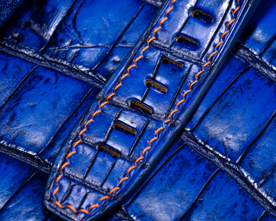 Bespoke Watch Strap in Electric Blue Crocodile