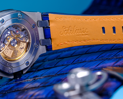 Bespoke Watch Strap in Electric Blue Crocodile