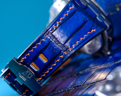 Bespoke Watch Strap in Electric Blue Crocodile