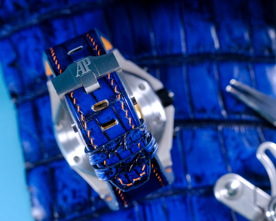 Bespoke Watch Strap in Electric Blue Crocodile
