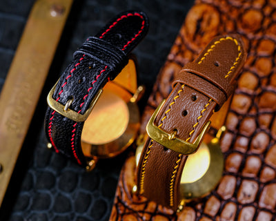 Bespoke Watch Straps In Black & Brown Chèvre