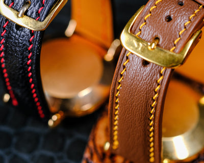 Bespoke Watch Straps In Black & Brown Chèvre