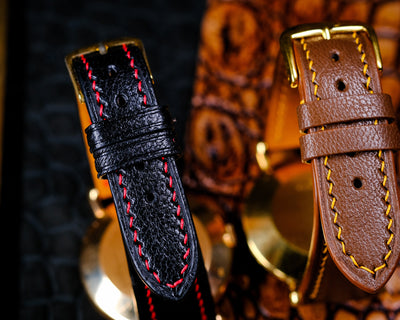 Bespoke Watch Straps In Black & Brown Chèvre