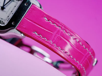 Bespoke Watch Strap in Fuchsia Pink Crocodile