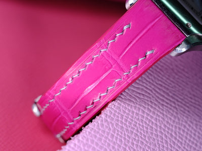 Bespoke Watch Strap in Fuchsia Pink Crocodile