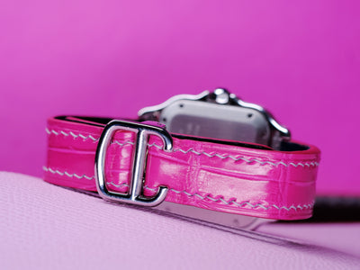 Bespoke Watch Strap in Fuchsia Pink Crocodile