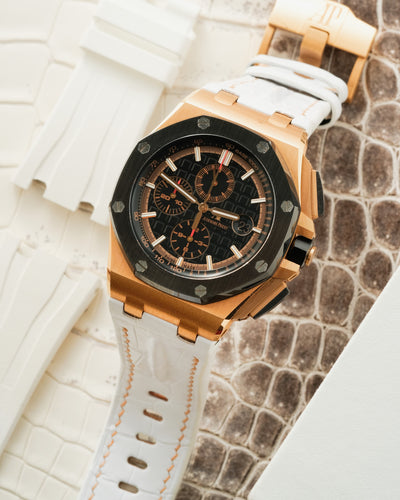 Bespoke Watch Strap in White Crocodile