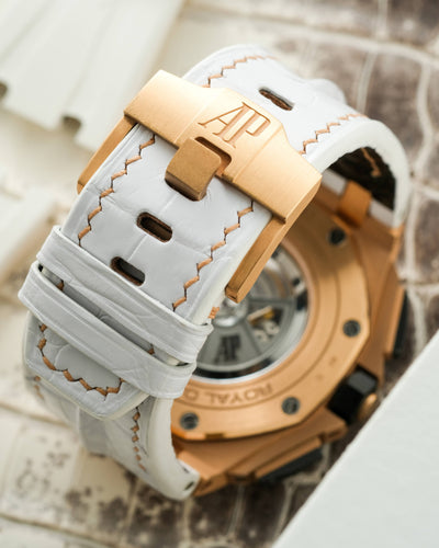 Bespoke Watch Strap in White Crocodile