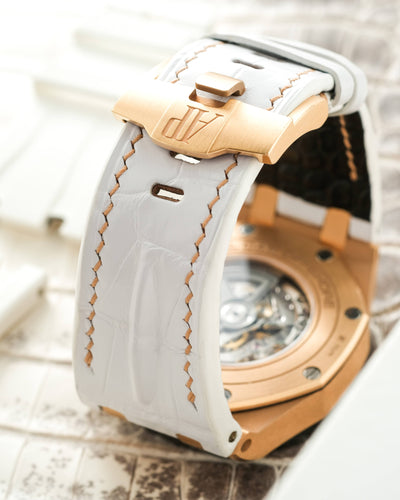 Bespoke Watch Strap in White Crocodile