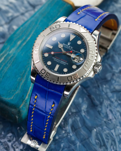 Bespoke Watch Strap in Electric Blue Crocodile
