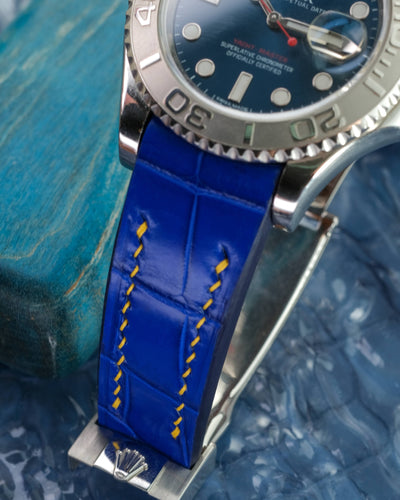 Bespoke Watch Strap in Electric Blue Crocodile