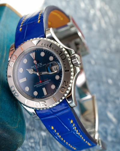 Bespoke Watch Strap in Electric Blue Crocodile
