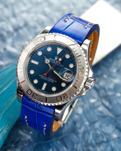 Bespoke Watch Strap in Electric Blue Crocodile