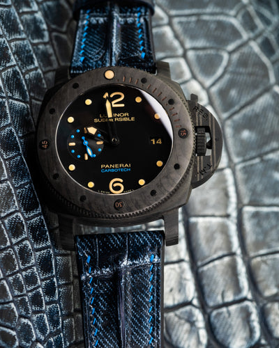 Bespoke Watch Strap in Denim Crocodile
