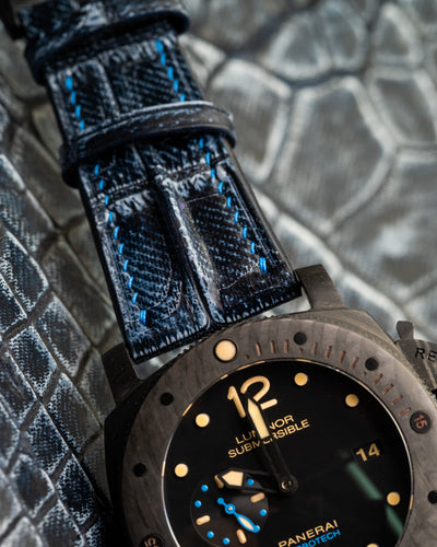 Bespoke Watch Strap in Denim Crocodile