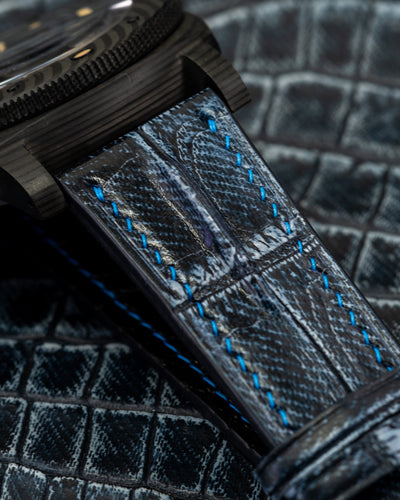 Bespoke Watch Strap in Denim Crocodile